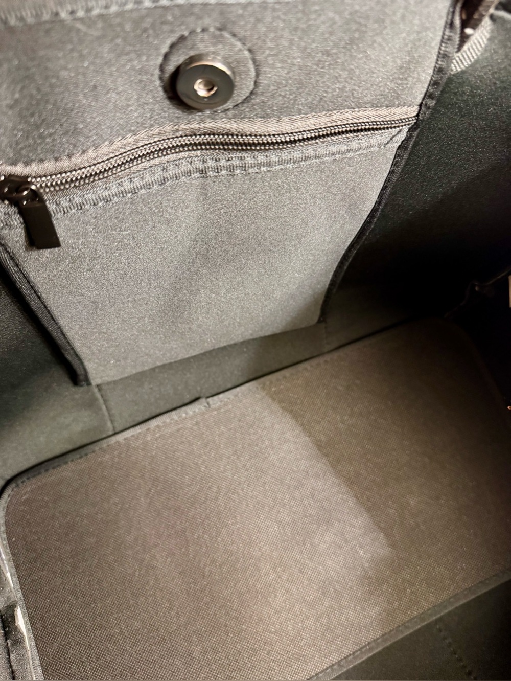 ah-dorned New York Gray Silver Camo Neoprene Tote with Pouch and Crossbody Strap - Picture 10 of 15